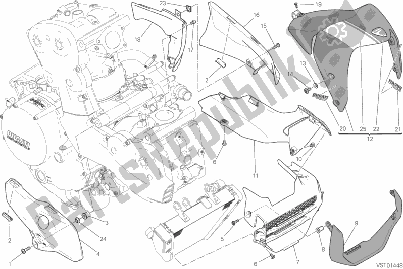 Todas as partes de Meia Carenagem do Ducati Monster 1200 S Stripes USA 2015